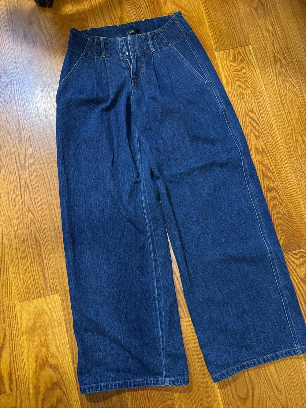 AQUA Wide Leg Dark Blue Denim Pants NEVER WORN